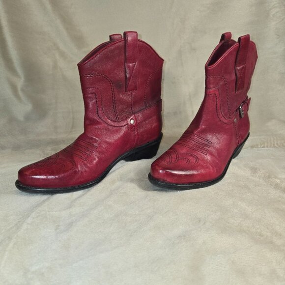 FRANCO SARTO ANKLE COWBOY BOOTS IN RED SIZE WOMEN'S US 7.5 - Picture 2 of 10